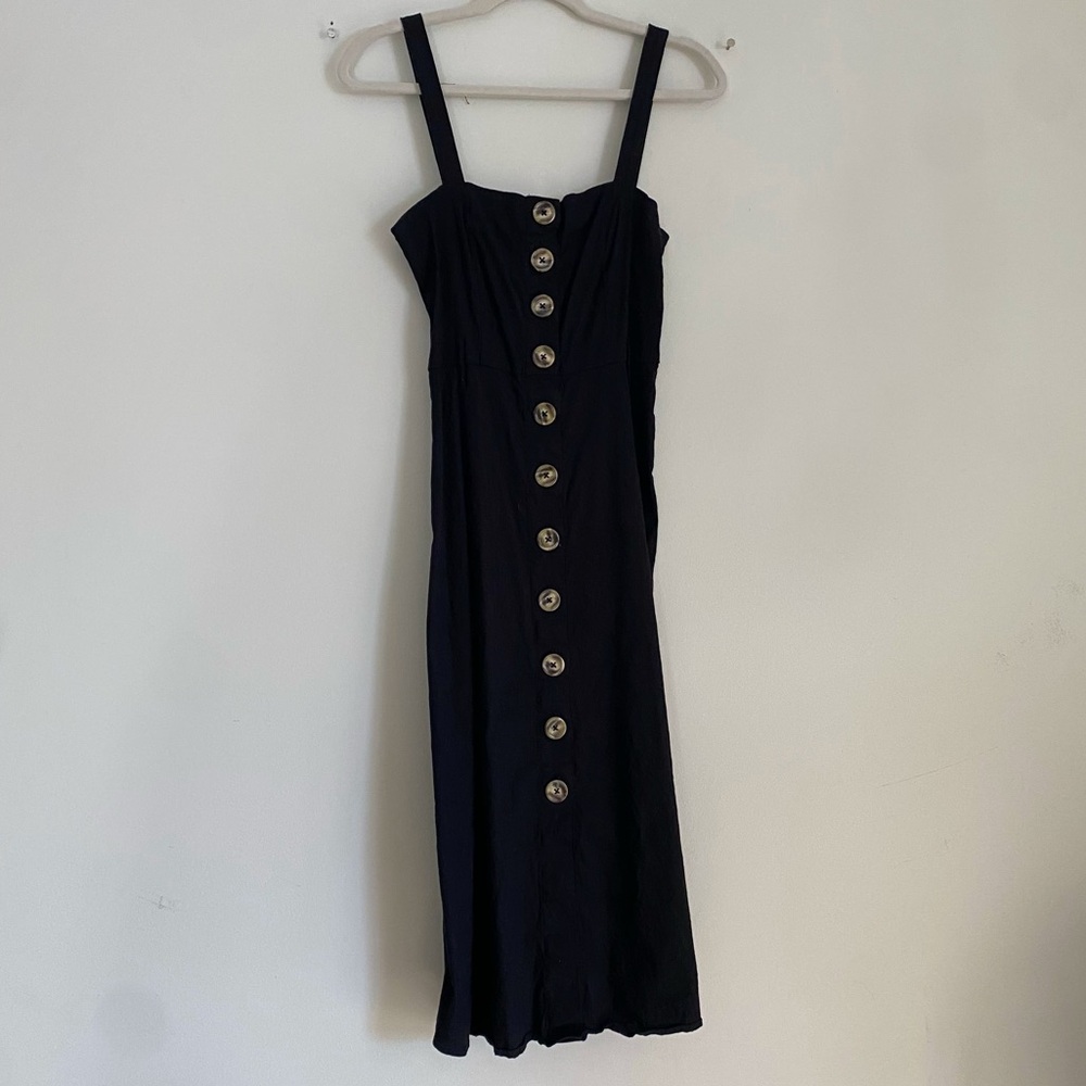 Black button down midi dress